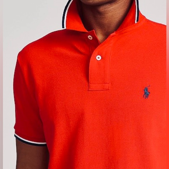 Nwt Polo Ralph Lauren Bold Red/Navy Classic-Fit Pima Cotton Polo Shirt Xxl